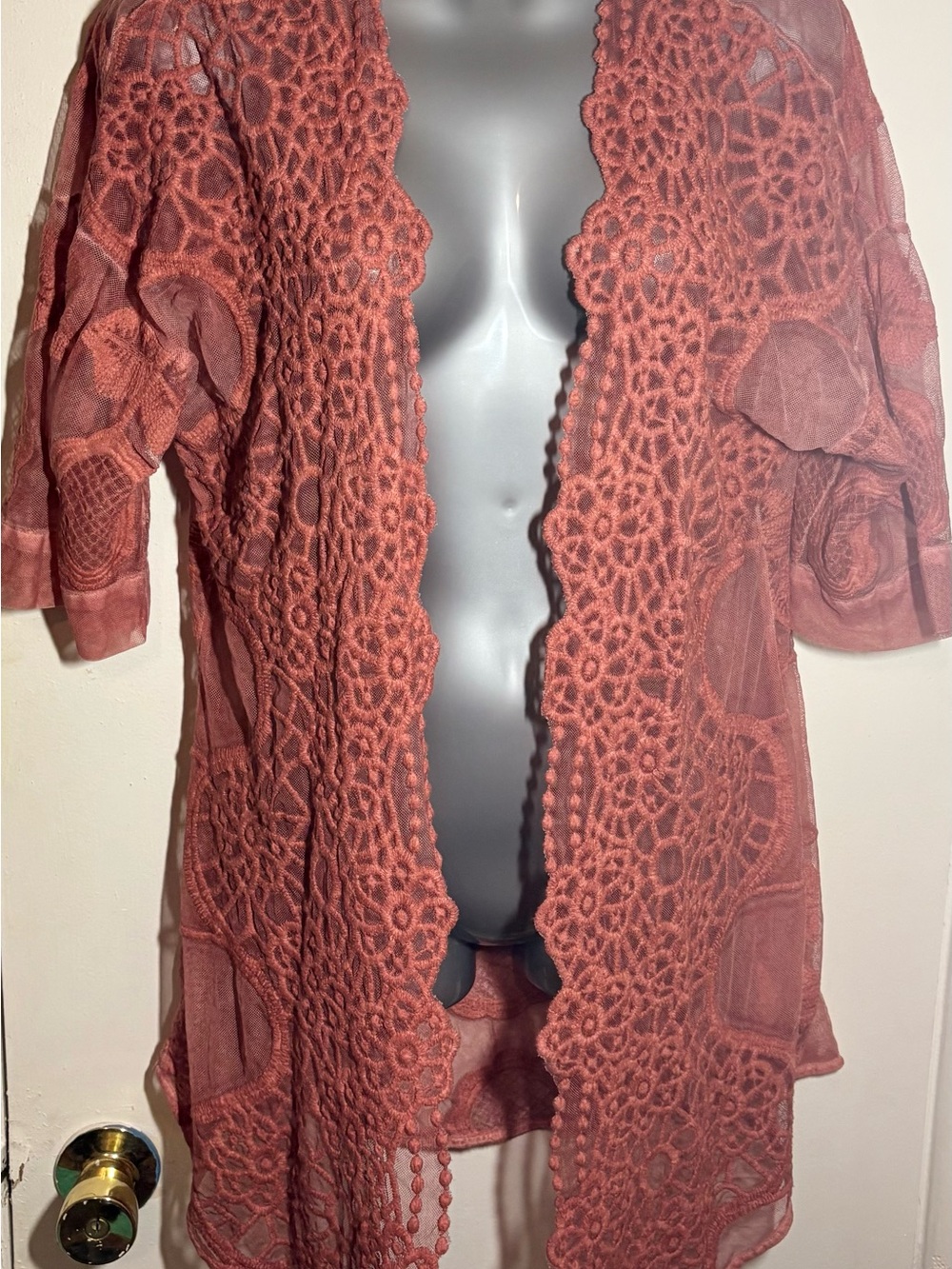 XCVI Rust Crochet Lace Swim Coverup